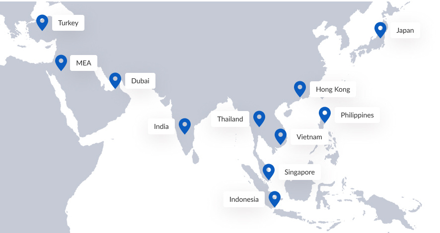 SecureAge partners - Asia map