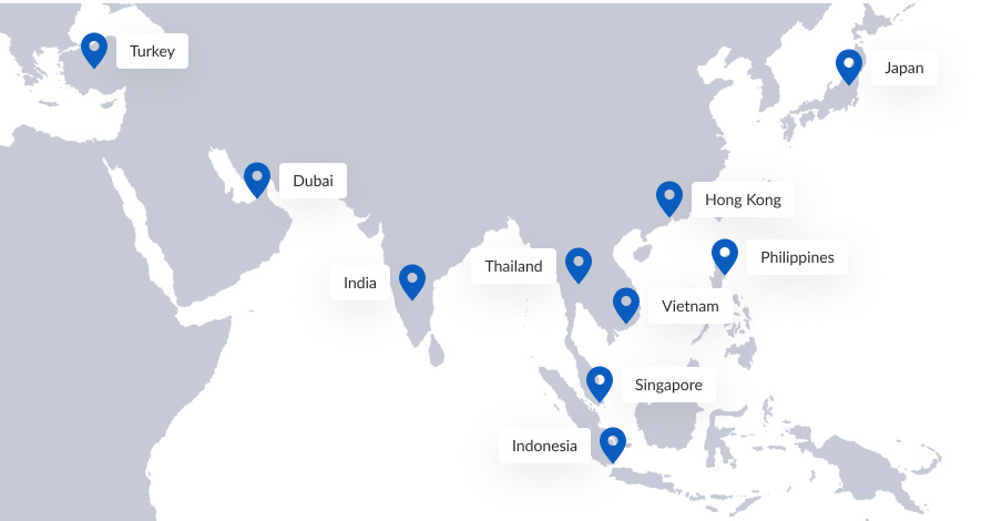 SecureAge partners - Asia map