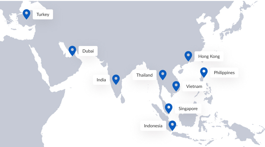 SecureAge partners - Asia map