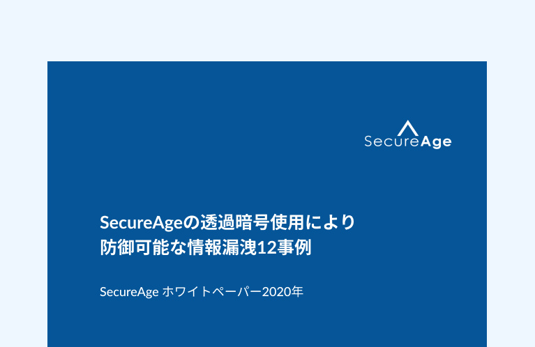 SecureAgeの透過暗号使用により 防御可能な情報漏洩12事例